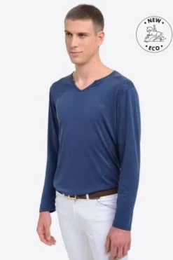 Clearance T-shirt à manches longues V-Neck - - Tissu technique Homme Tenue D'Équitation Homme·T-Shirts équitation Homme