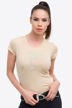 Discount T-Shirt coton à manches courtes Riding Cotton Top - Femme Tenue D'Équitation Femme·T-Shirts équitation Femme