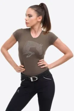 Discount T-Shirt coton à manches courtes Riding Cotton Top - Femme Tenue D'Équitation Femme·T-Shirts équitation Femme