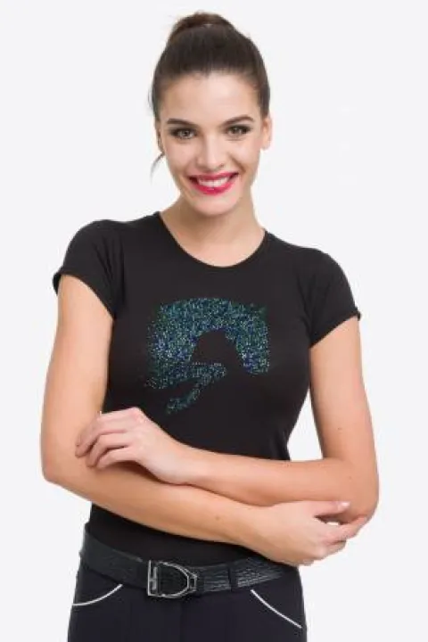 T-Shirt multicolore avec décoration cheval saut - Femme Tenue D'Équitation Femme·T-Shirts équitation Femme