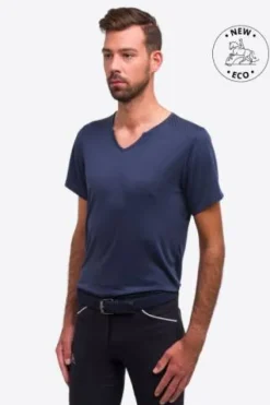 Sale T-shirt équitation manches courtes V-Neck - - Tissu technique Homme Tenue D'Équitation Homme·T-Shirts équitation Homme
