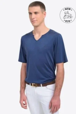 Sale T-shirt équitation manches courtes V-Neck - - Tissu technique Homme Tenue D'Équitation Homme·T-Shirts équitation Homme