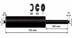 Clearance Vérin à gaz 400n - entraxe 800mm Pièces Détachées Van Et Camion